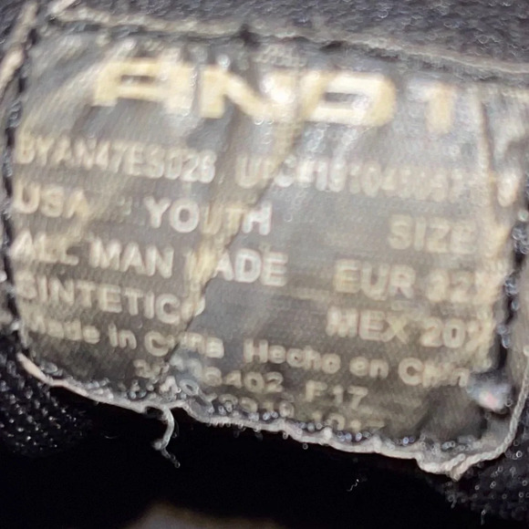 AND1 Zenith Boys High Top Basketball Shoes - Black, Red, and White | Size 1 - Picture 7 of 7